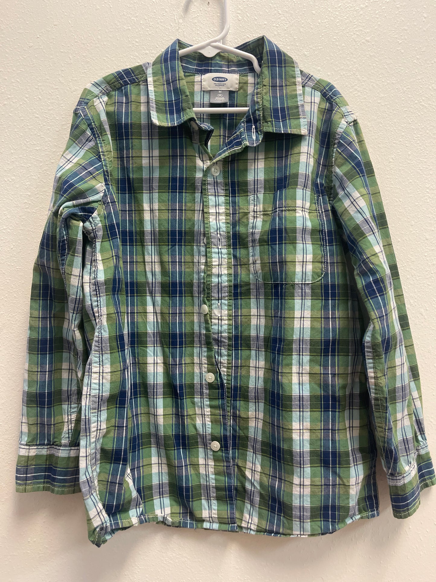 8 Old Navy Green Plaid Button Down