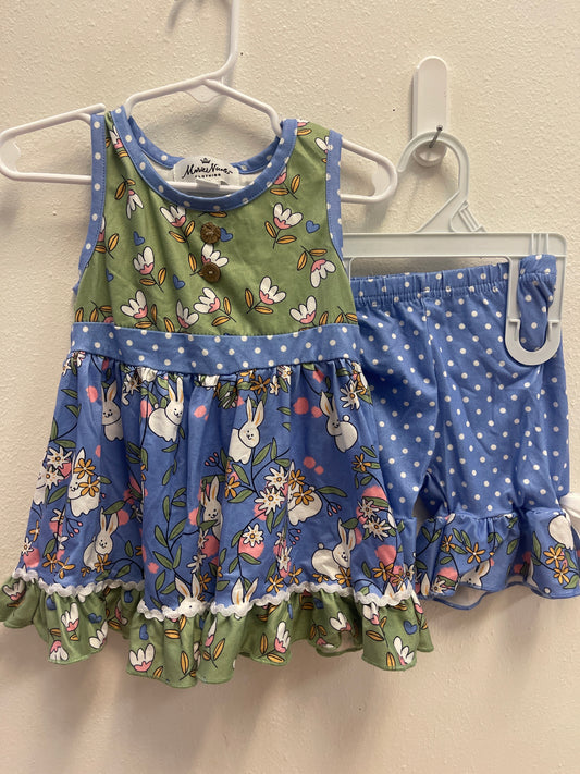 XS (18/24m) Marie Nicole Green + Blue Bunny Set