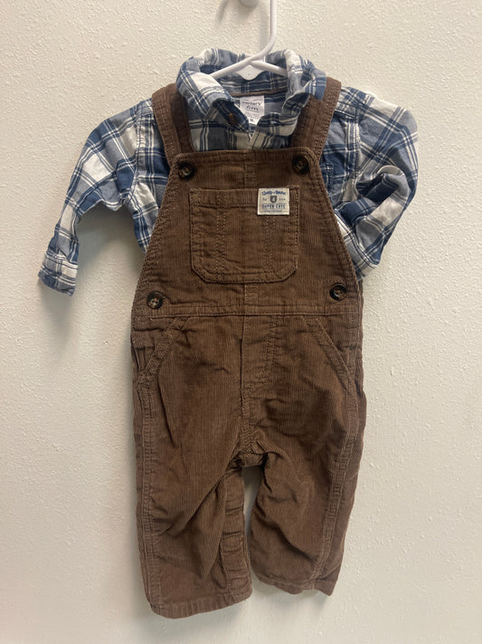 6m Carters Brown Corduroy Overall Set