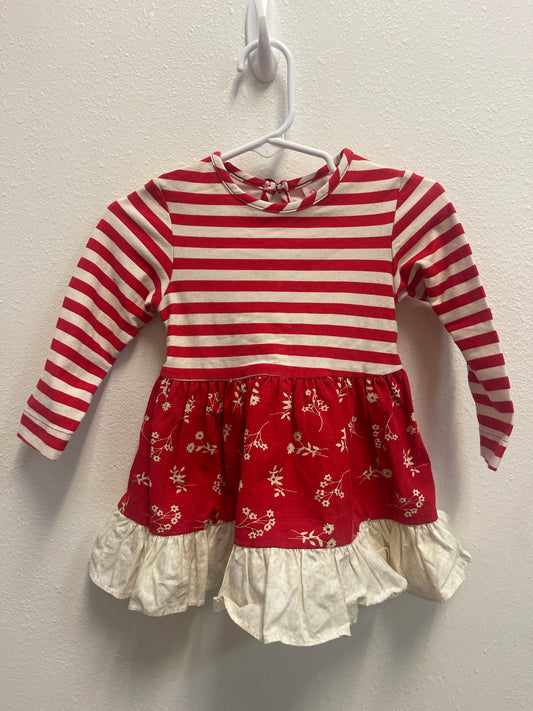 18m Ricrac & Ruffles Red Stripe + Floral Dress