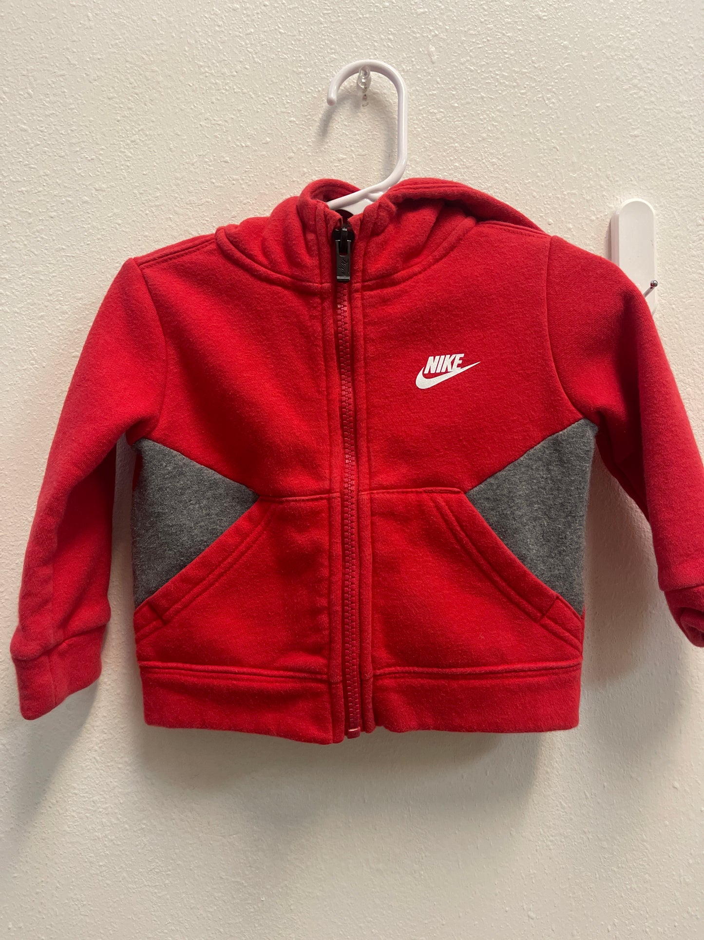 12m Nike Red + Gray Zip Hoodie