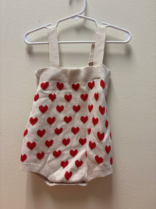 24m Cream Sweater Hearts Romper