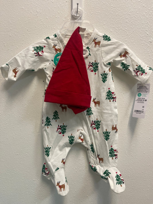 Preemie NEW Christmas Sleeper + Hat