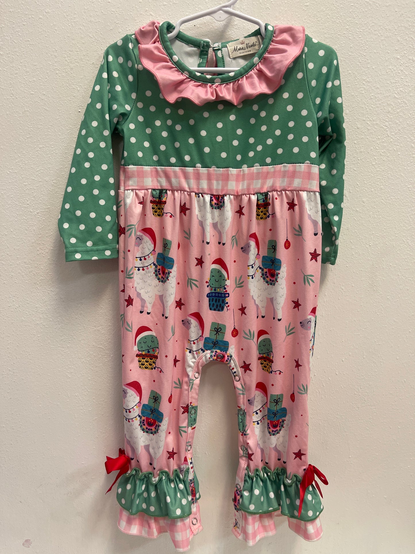 18/24m Christmas Cactus Llama Romper