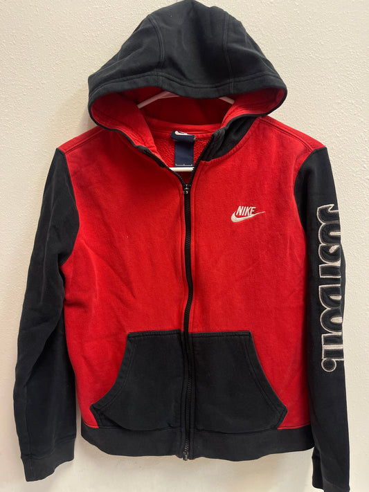 L Nike Red + Black Zip Hoodie