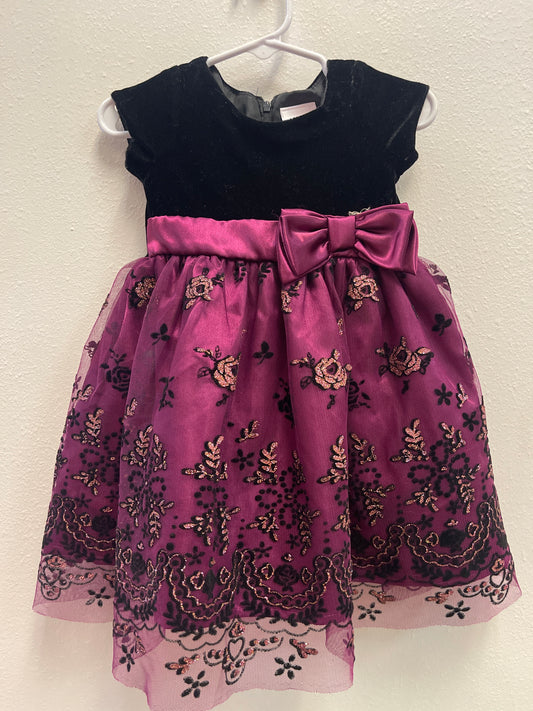 12m Nannette Black + Purple Christmas Dress