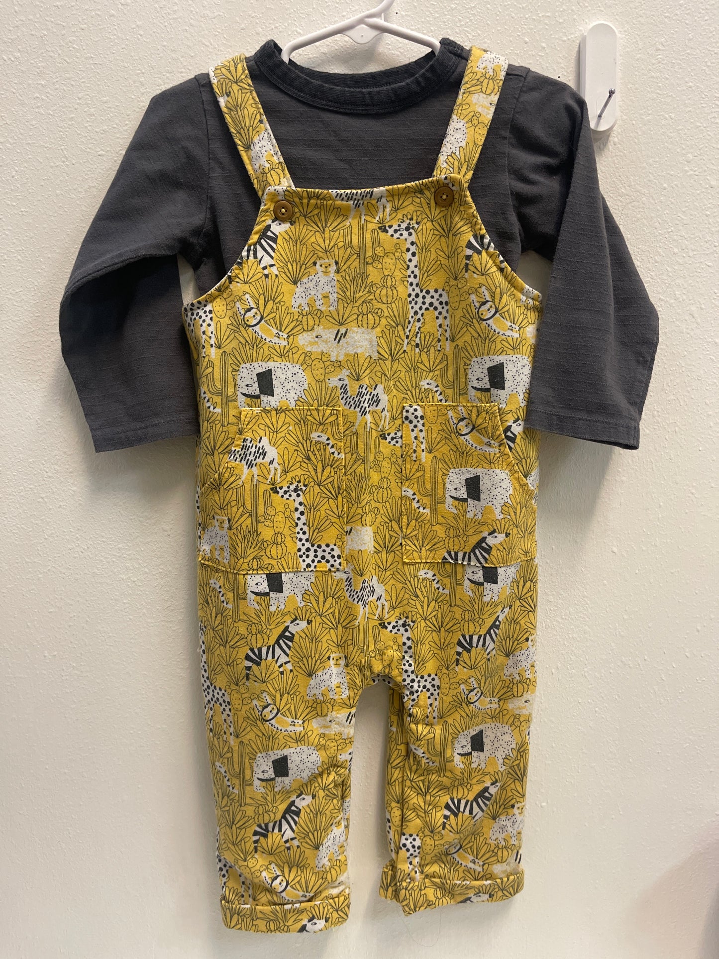 18m Yellow Jungle Print Romper Set