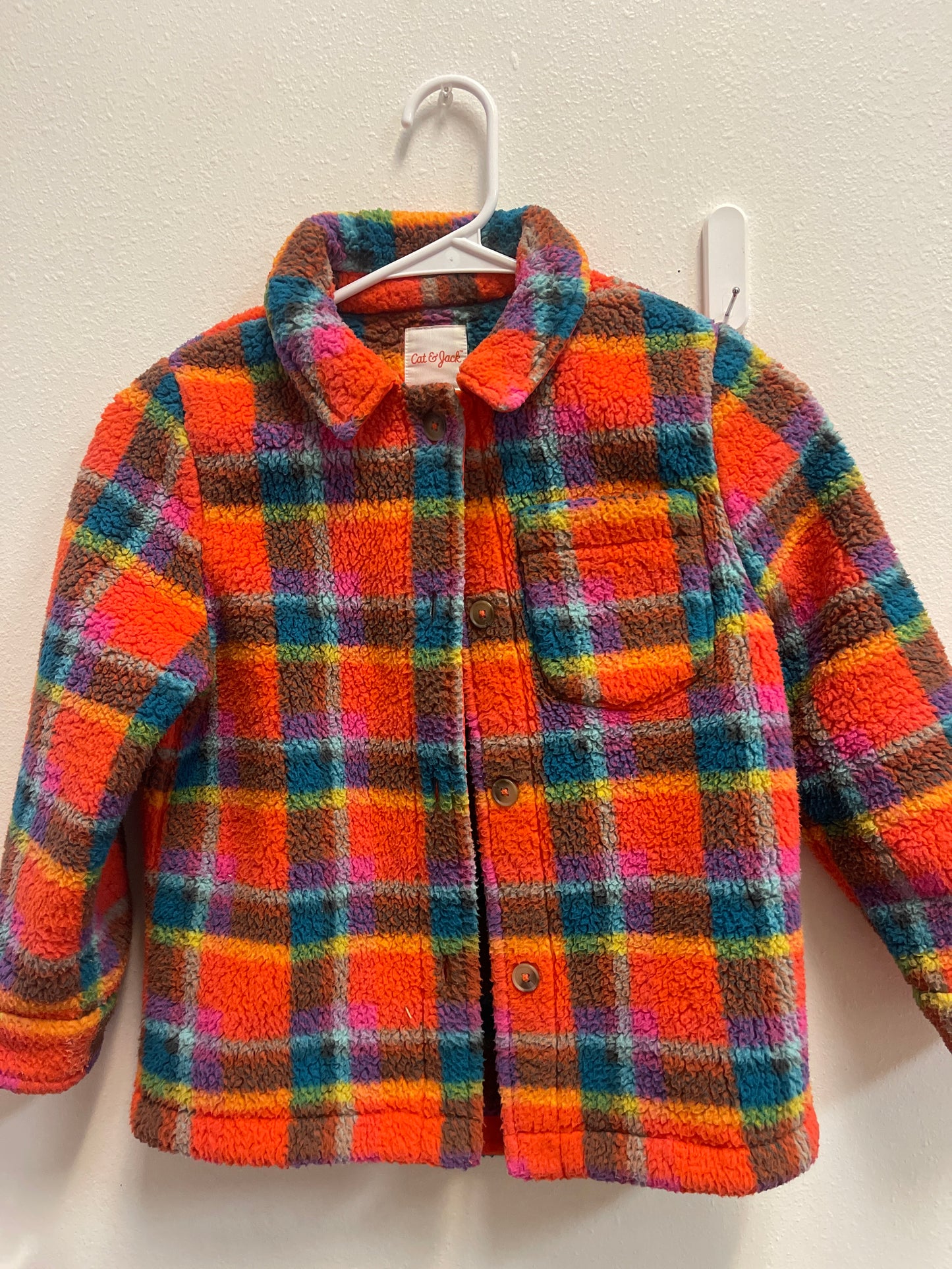 6/7 Bright Plaid Sherpa