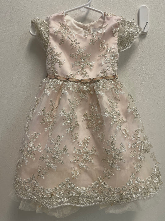 24m Rare Editions Pale Pink + Gold Dress