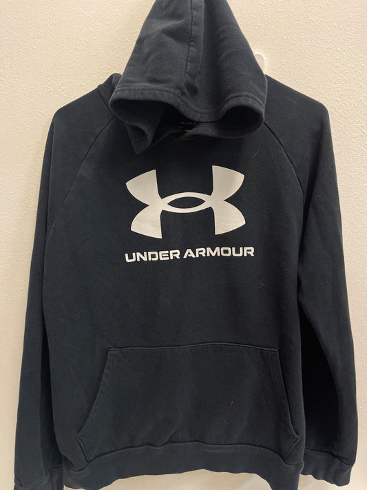 YXL Under Armour Black White Logo Hoodie