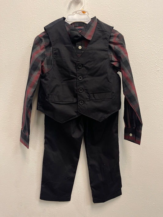 3t NEW Chaps Black Red Suit Set