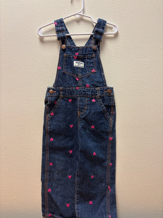 2T Osh Kosh Dark Wash Heart Overalls