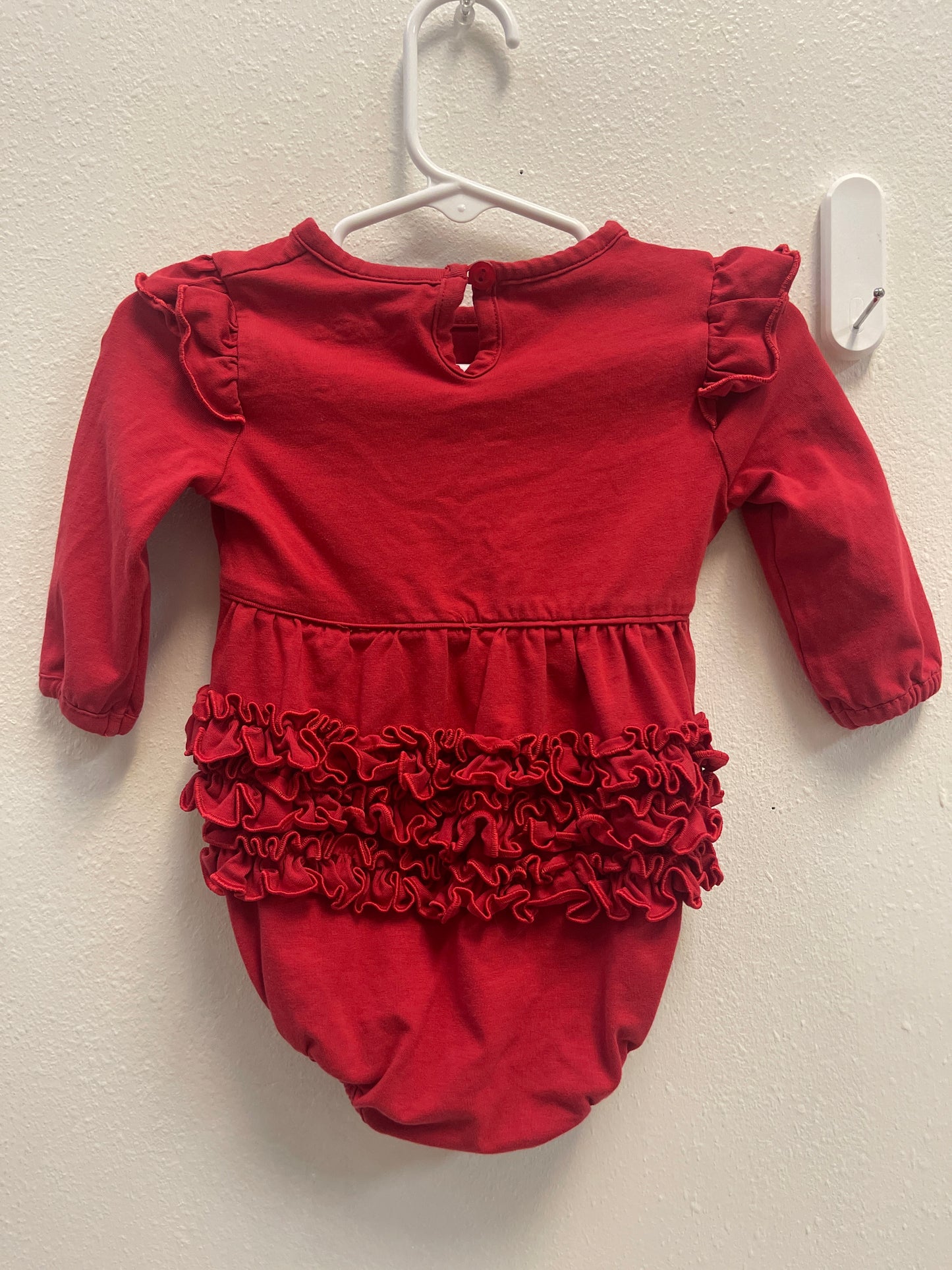 3/6m Ruffle Butts Red Romper