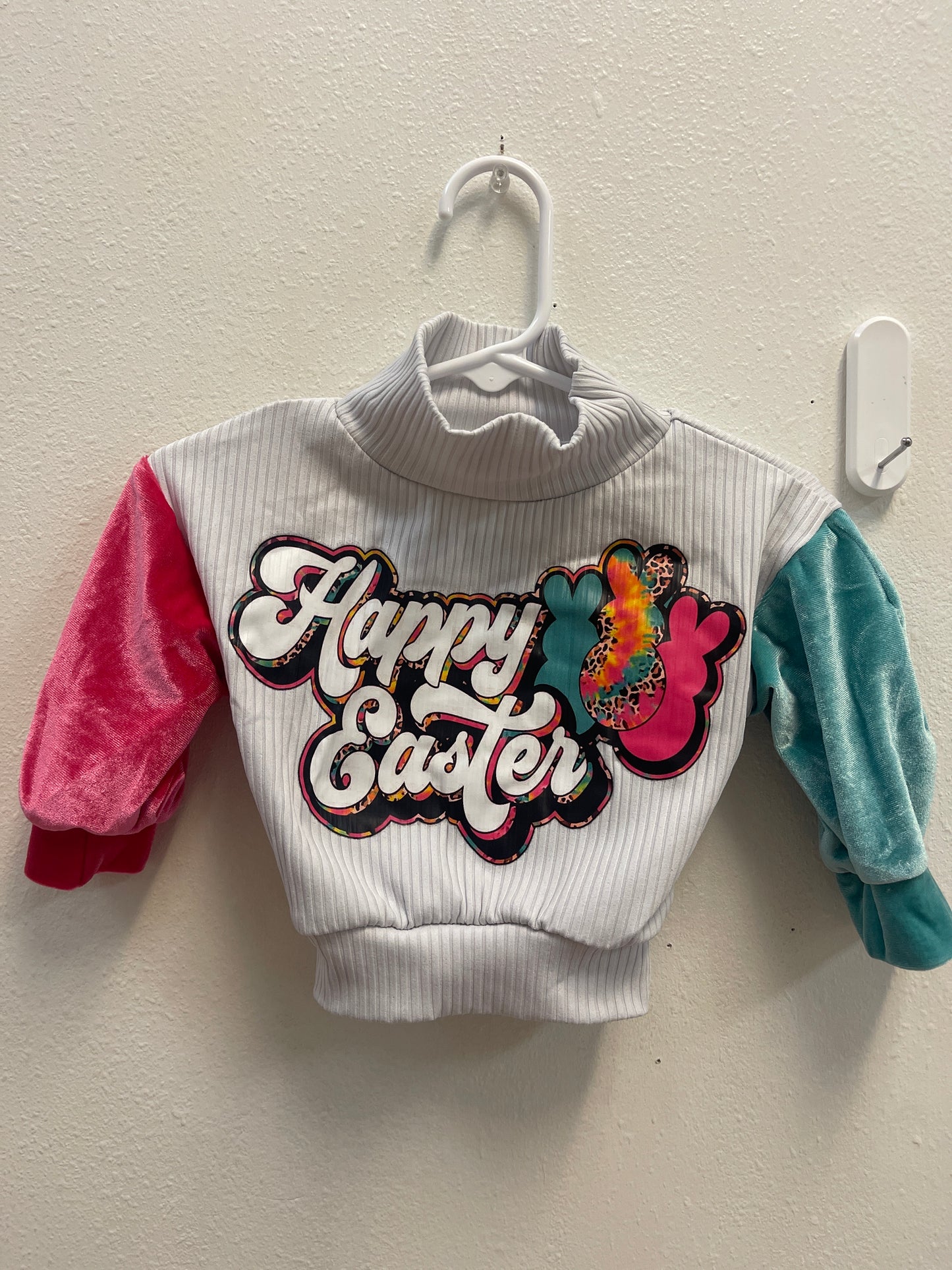 3/6m Happy Easter Ribbed + Velour Long Sleeve