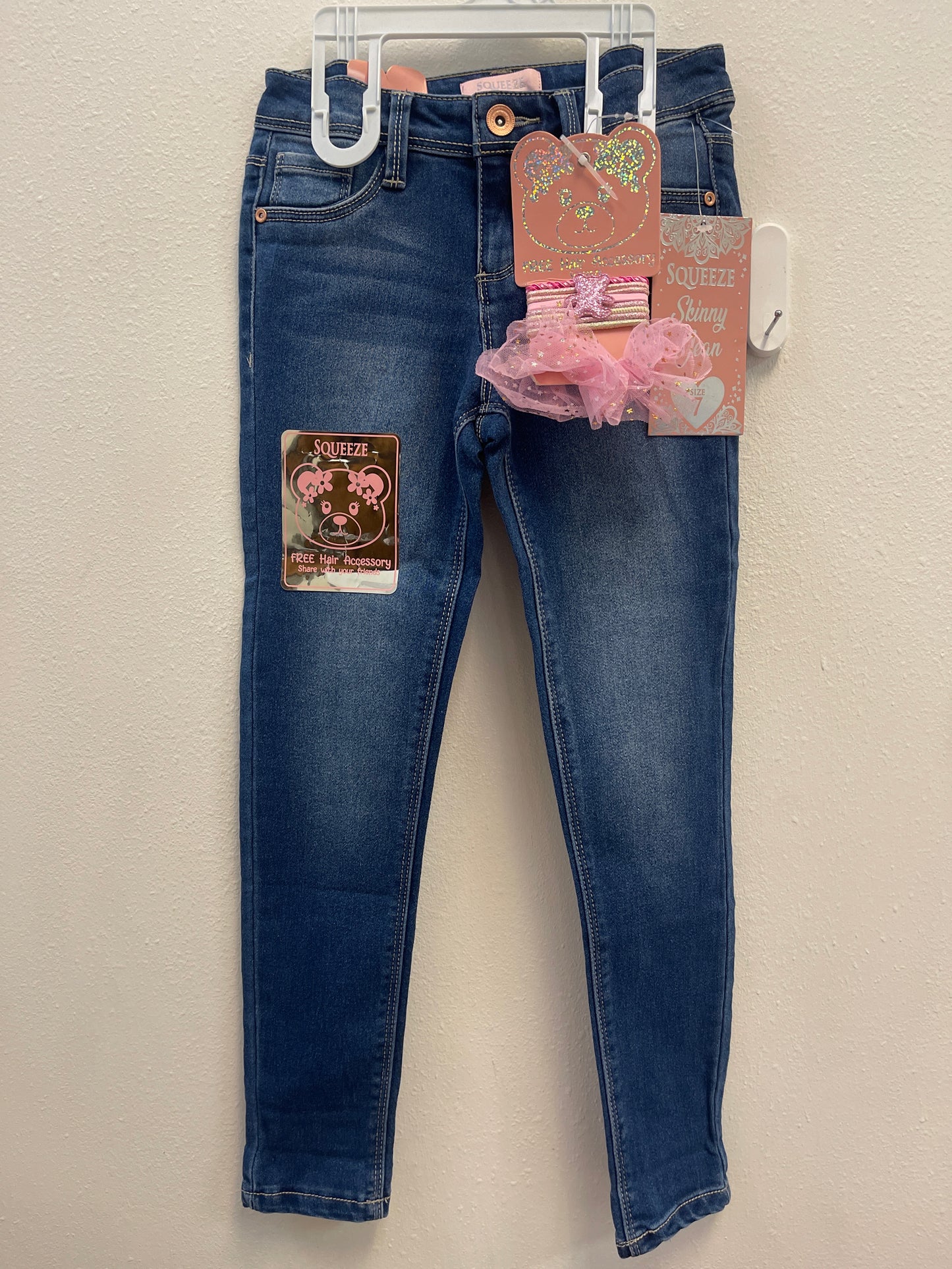 7 NEW Squeeze Skinny Jean + Hair accessories