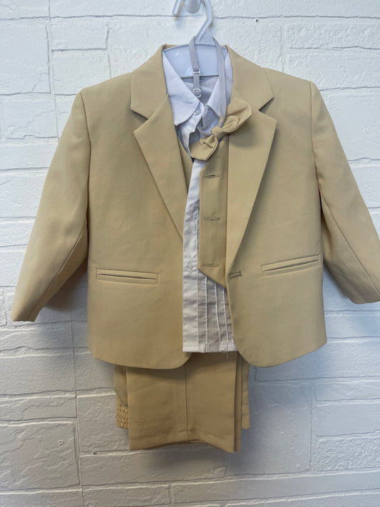 3 Tan Four Piece Suit with Bow Tie