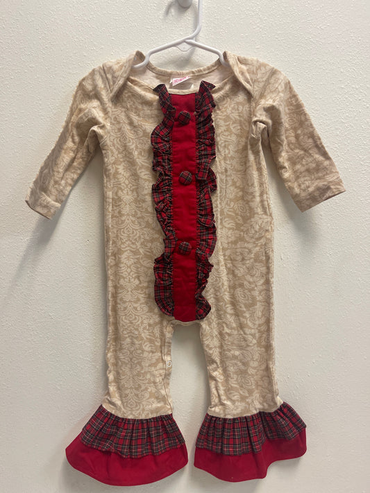 18m Ricrac & Ruffles Paisley + Plaid Romper