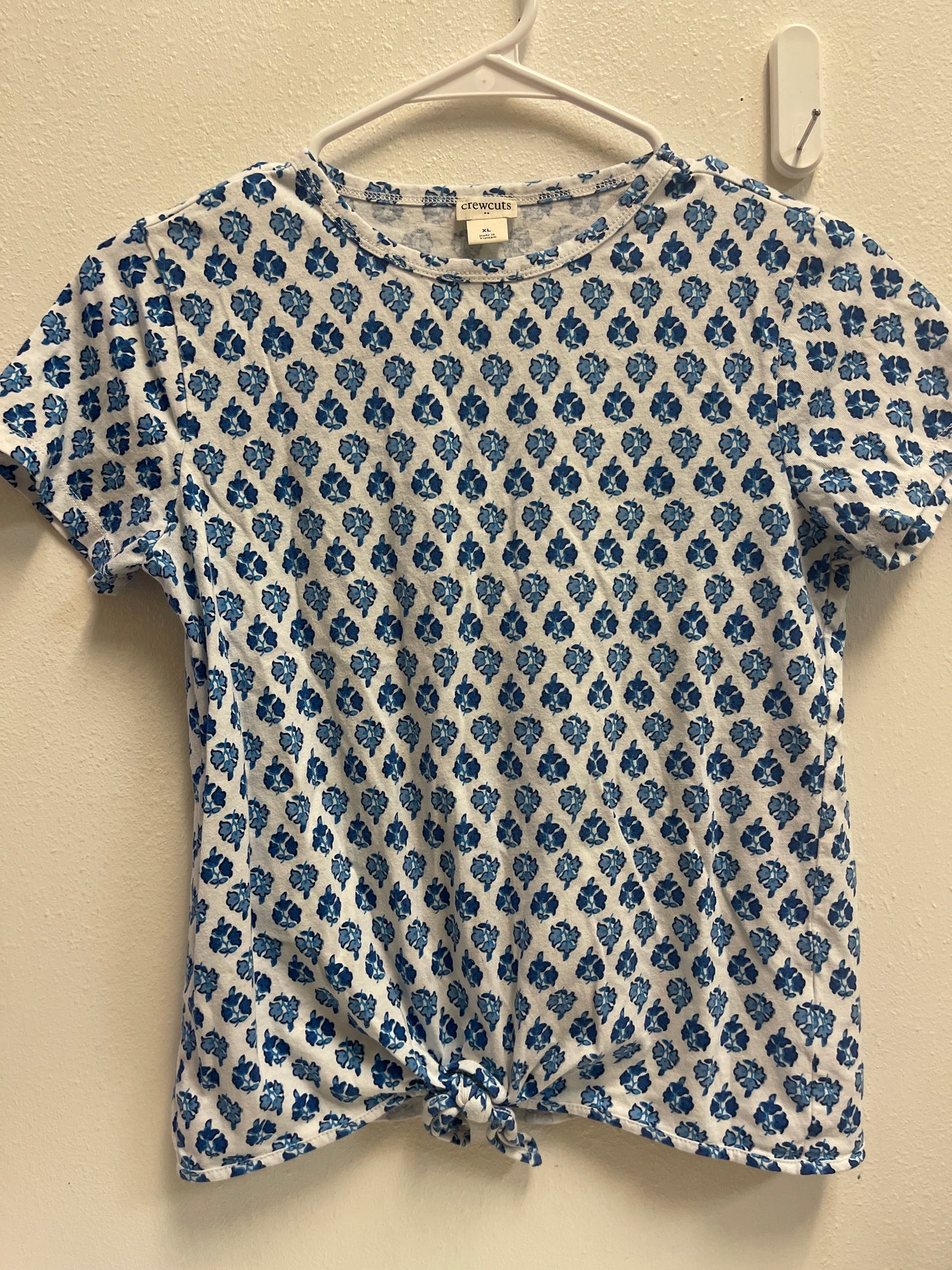 XL Crewcuts Blue Floral Knot Tee