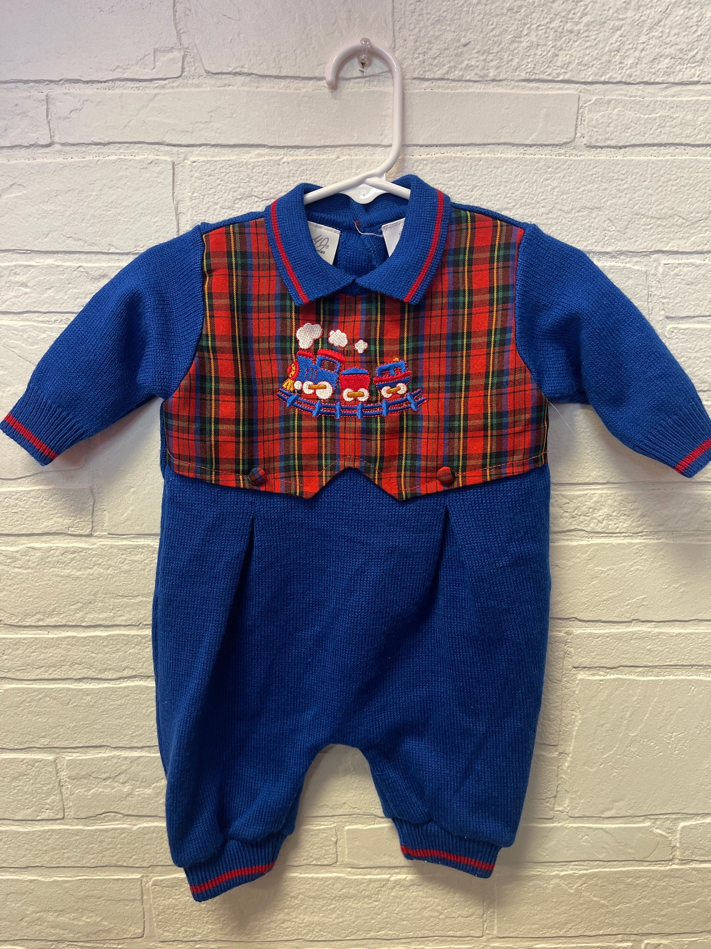 0/3m Vintage Michael James Train Romper