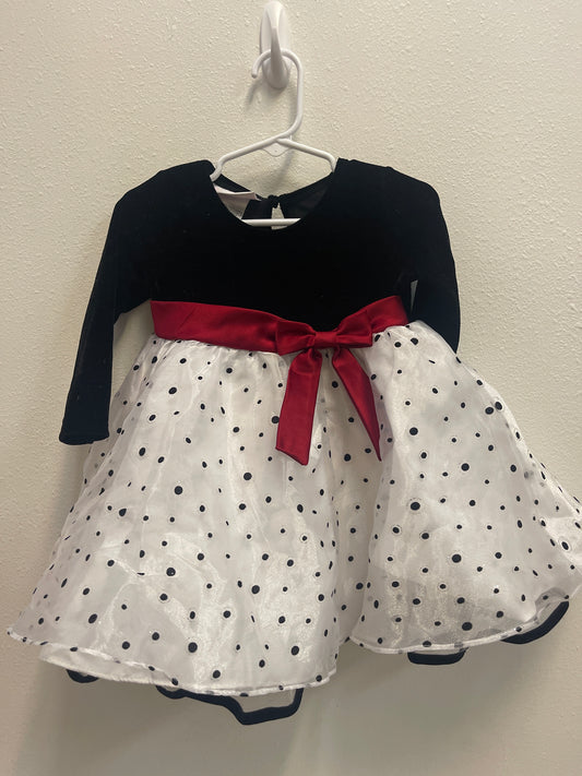 12m Bonnie Baby Black Velour + Polka Dot Dress