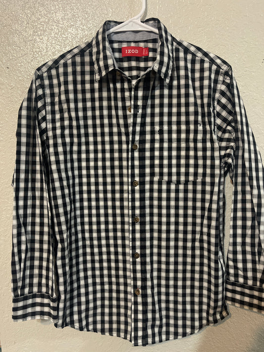 L 14/16 Izod Black White Button Down