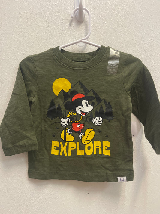 6/12m NEW Gap Mickey Explore Long Sleeve